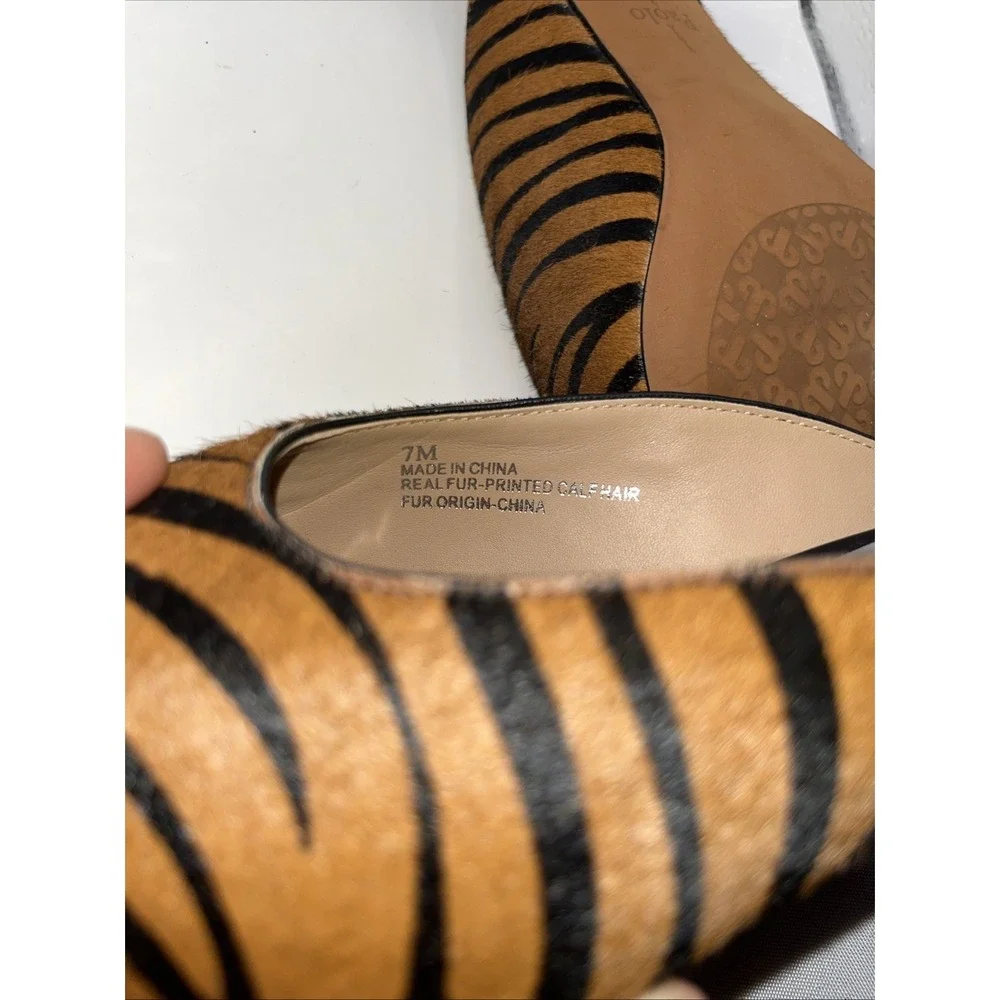 Linea Paolo Genuine Calf hair Mule 7 Pointed Toe Leopard Print Block Heel Luxe